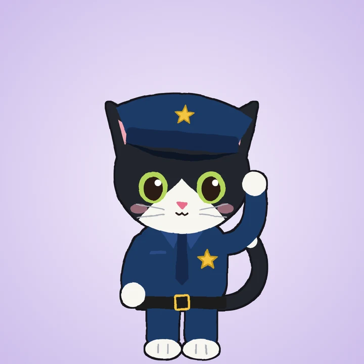 Mittens today in full uniform, waving hello.